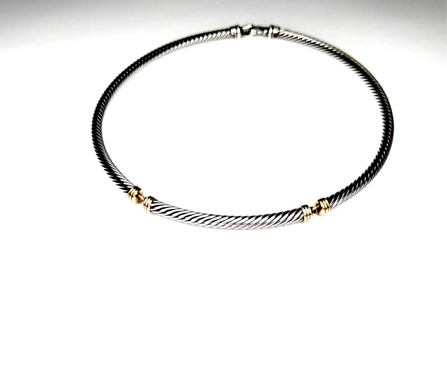 David Yurman Sterling Silver & 14K Chocker Collar Necklace