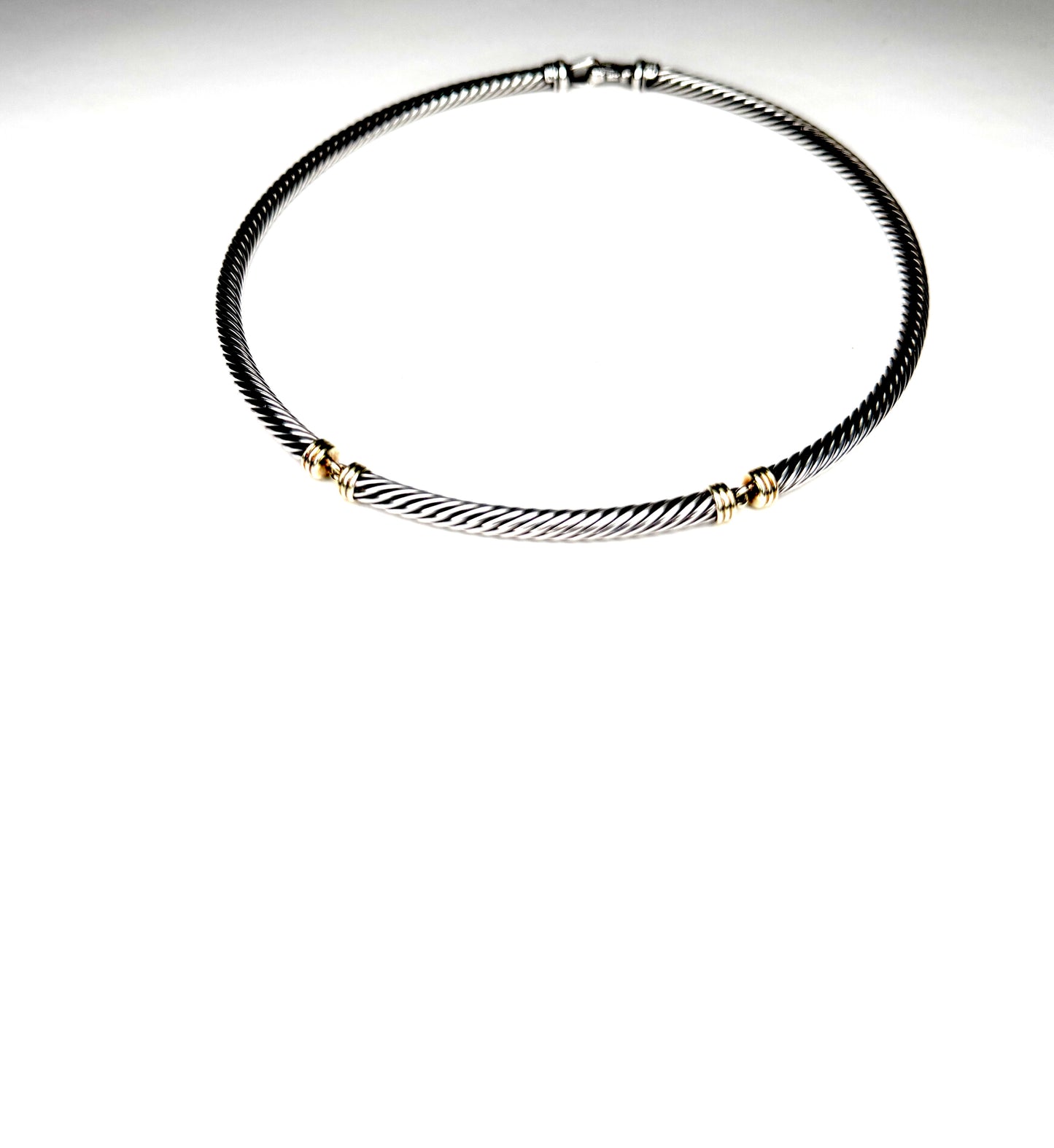 David Yurman Sterling Silver & 14K Chocker Collar Necklace