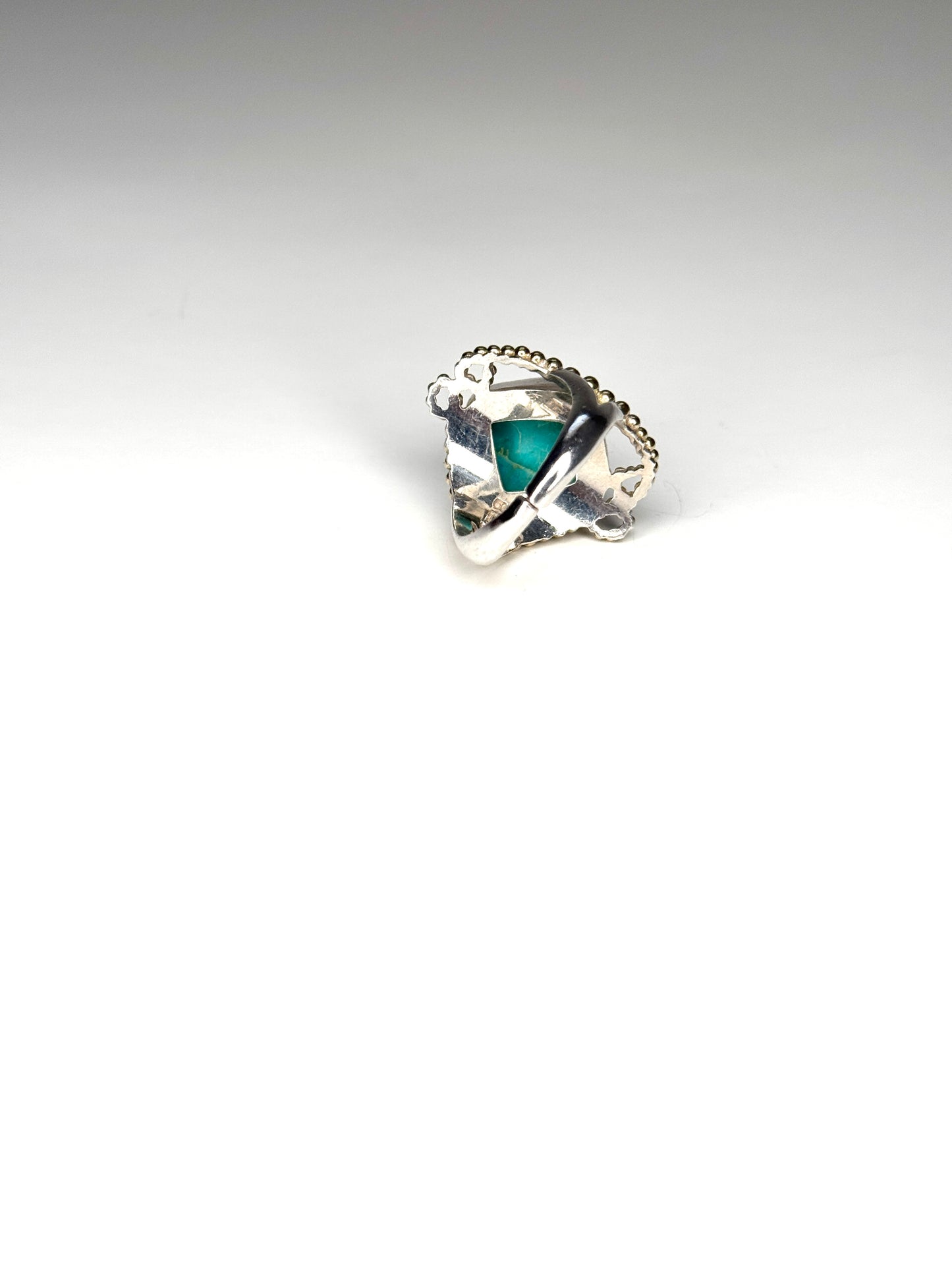 Vintage 925 Sterling Indonesia Turquoise Gold Accent Ring Size 9.5