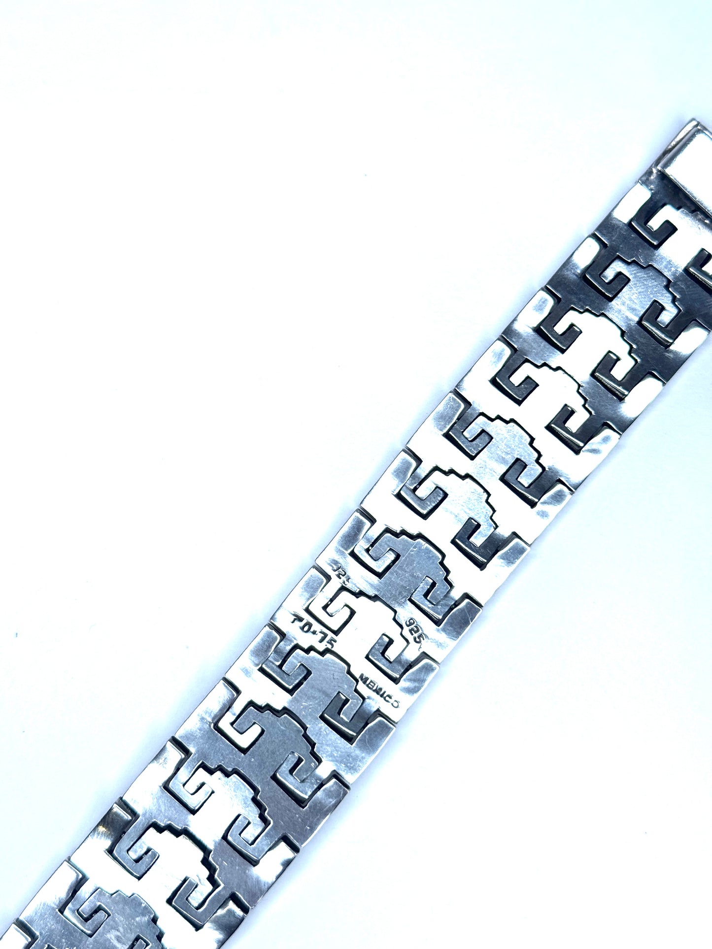 Vintage Aztec craftsmanship  925 Sterling Silver Taxco Design Bracelet