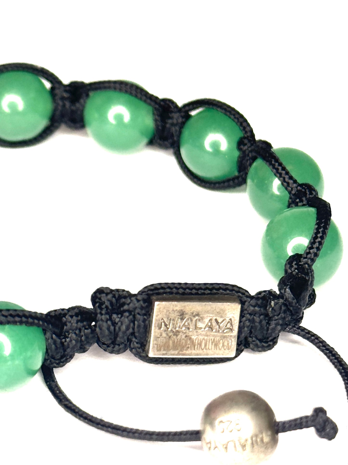 925 Sterling Silver Nialaya Jade Beaded adjustable Bracelet