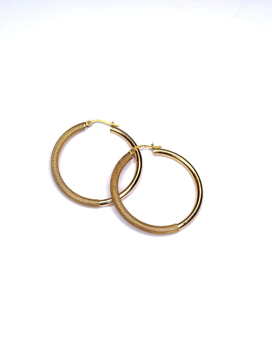 Italy 14K Yellow Shiny Gold Hoop Earrings