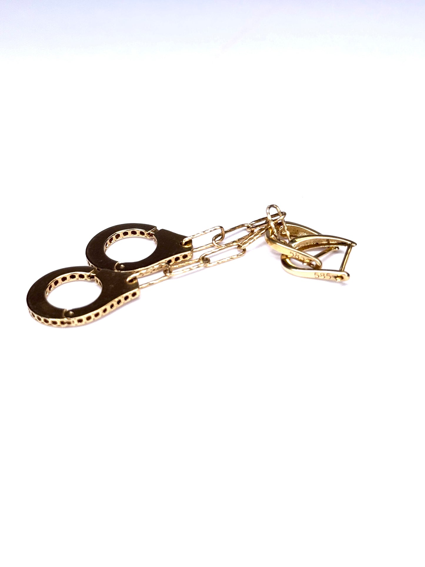 14K Gold  Handcuff Ring and dangle  Earrings Set