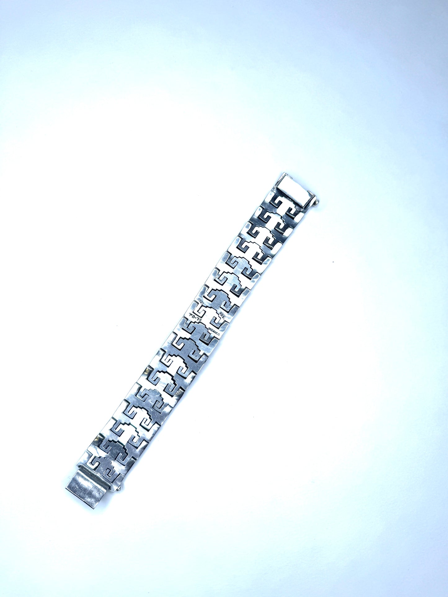 Vintage Aztec craftsmanship  925 Sterling Silver Taxco Design Bracelet