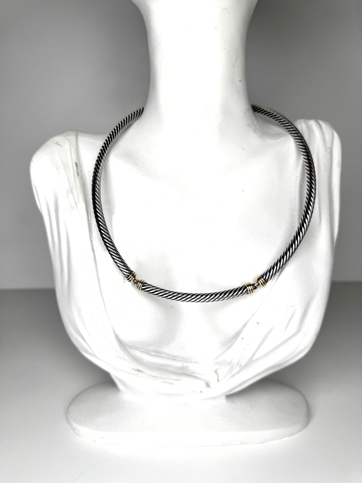 David Yurman Sterling Silver & 14K Chocker Collar Necklace