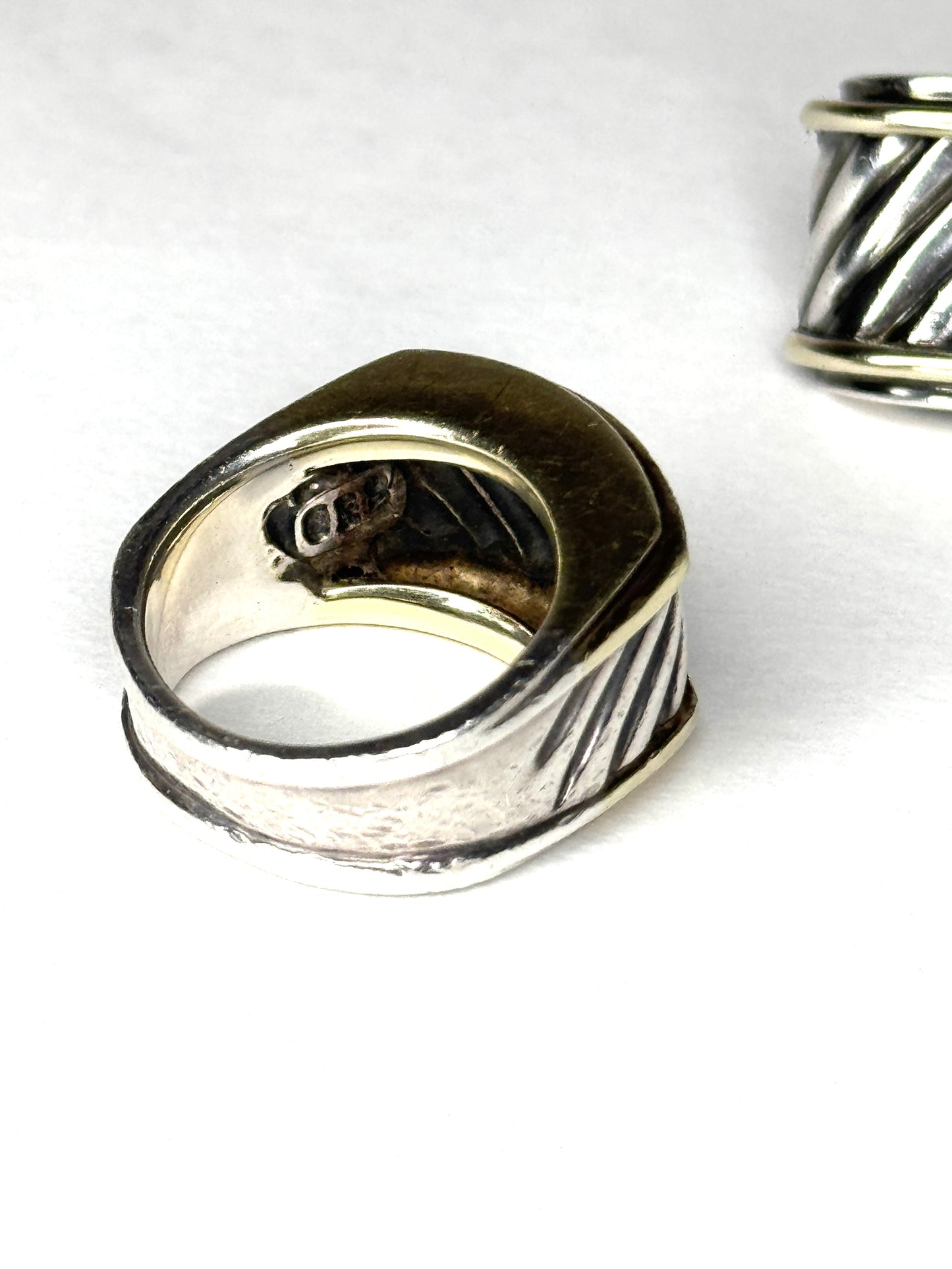 David Yurman Sterling & 14K Two-Toned Cigar Band Cable Ring size 6