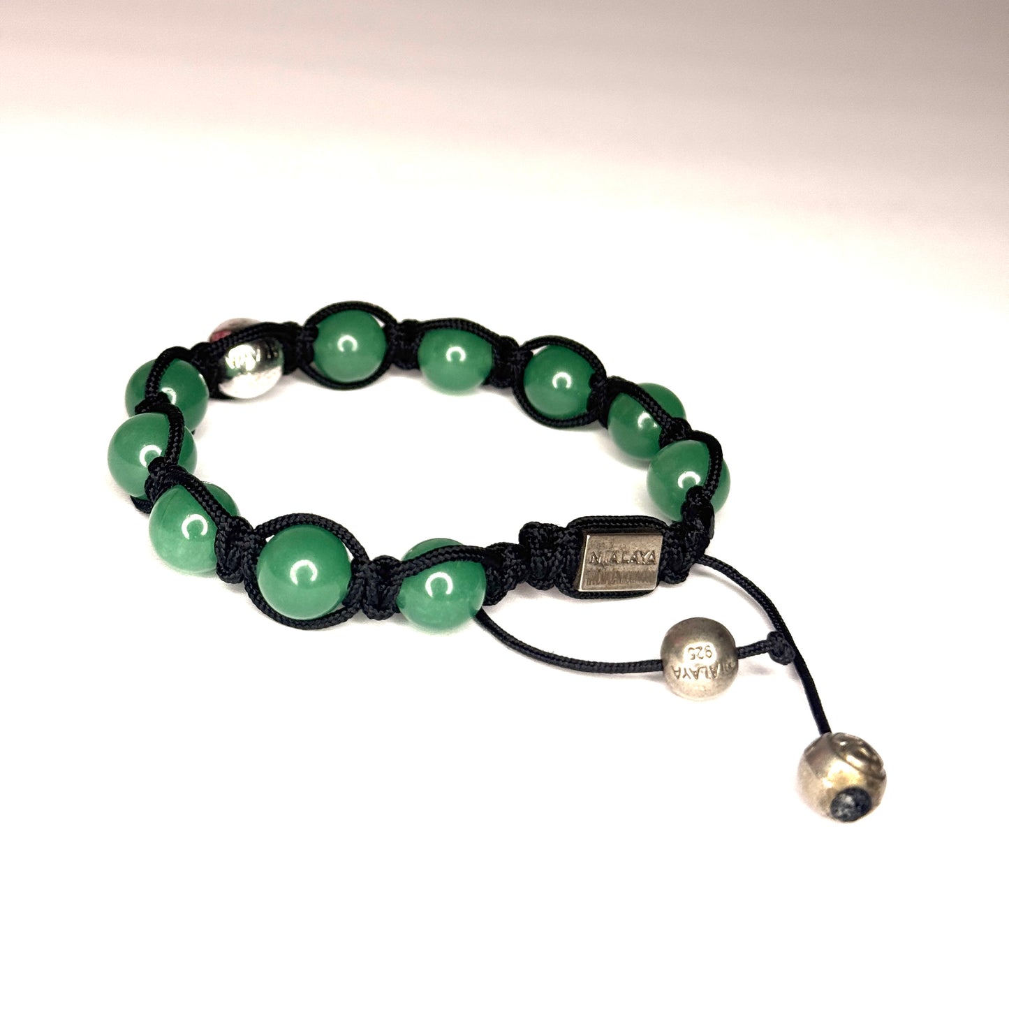 925 Sterling Silver Nialaya Jade Beaded adjustable Bracelet