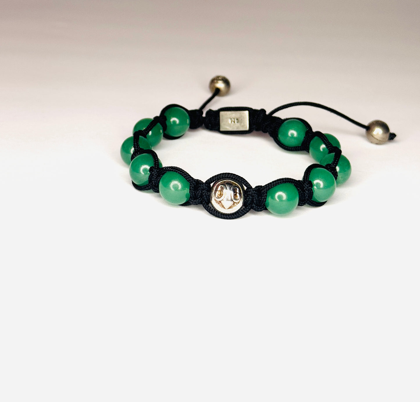 925 Sterling Silver Nialaya Jade Beaded adjustable Bracelet