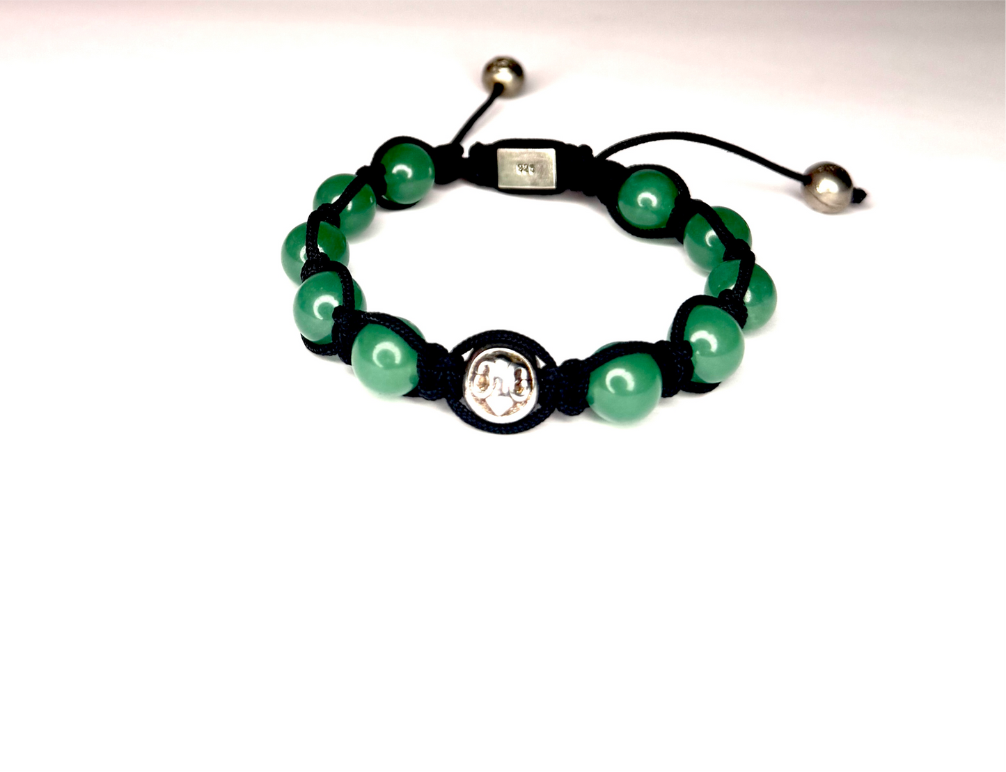 925 Sterling Silver Nialaya Jade Beaded adjustable Bracelet