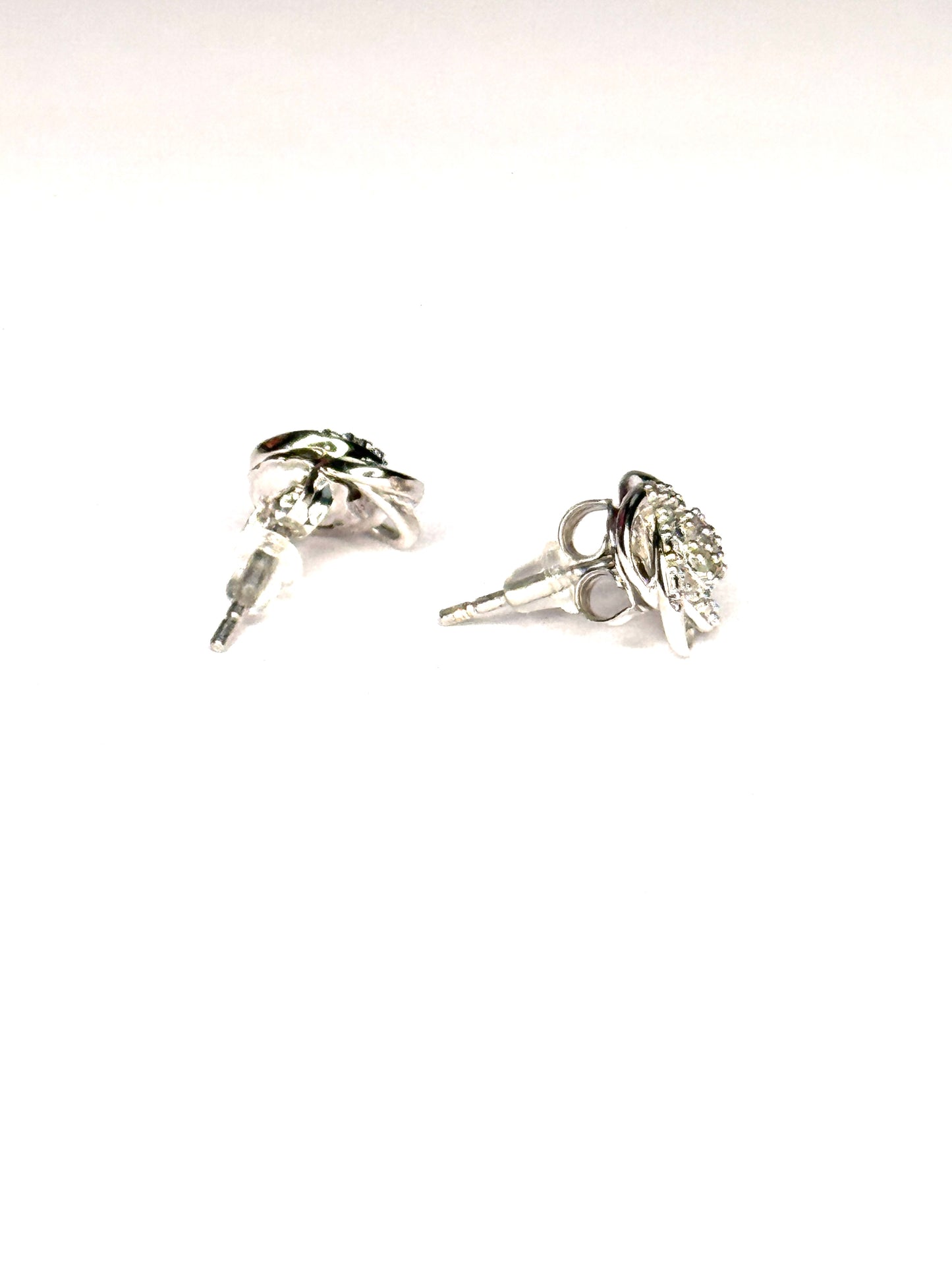 Diamond Love Knot Stud Earrings in Sterling Silver Stud earrings