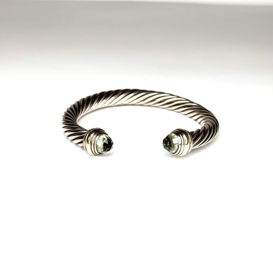 David Yurman Cable  Prasiolite Bracelet in Sterling Silver  & 14k Yellow Gold