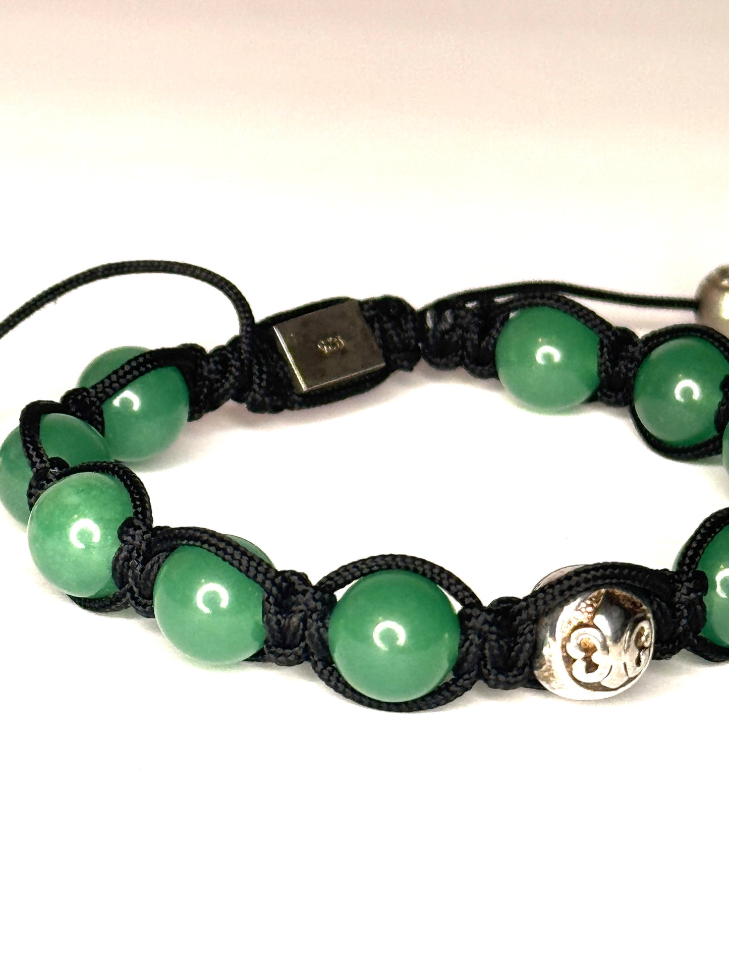 925 Sterling Silver Nialaya Jade Beaded adjustable Bracelet