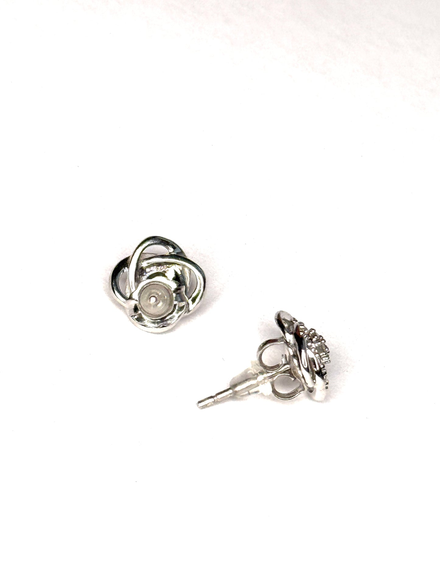 Diamond Love Knot Stud Earrings in Sterling Silver Stud earrings