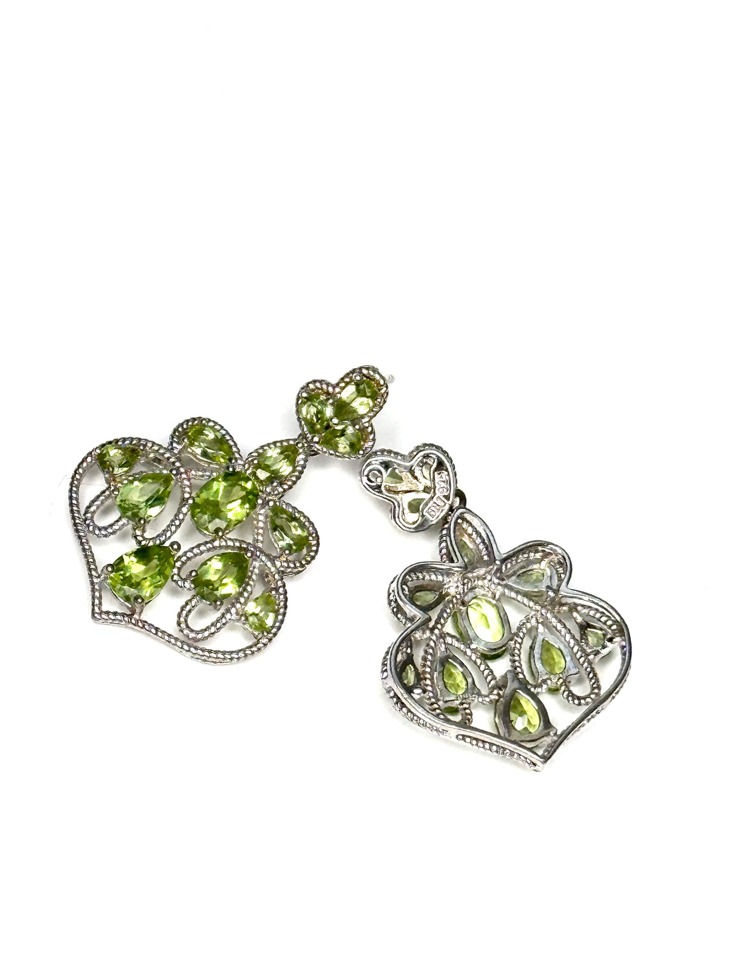 925 Sterling Silver Peridot Stone  Dangle Earrings