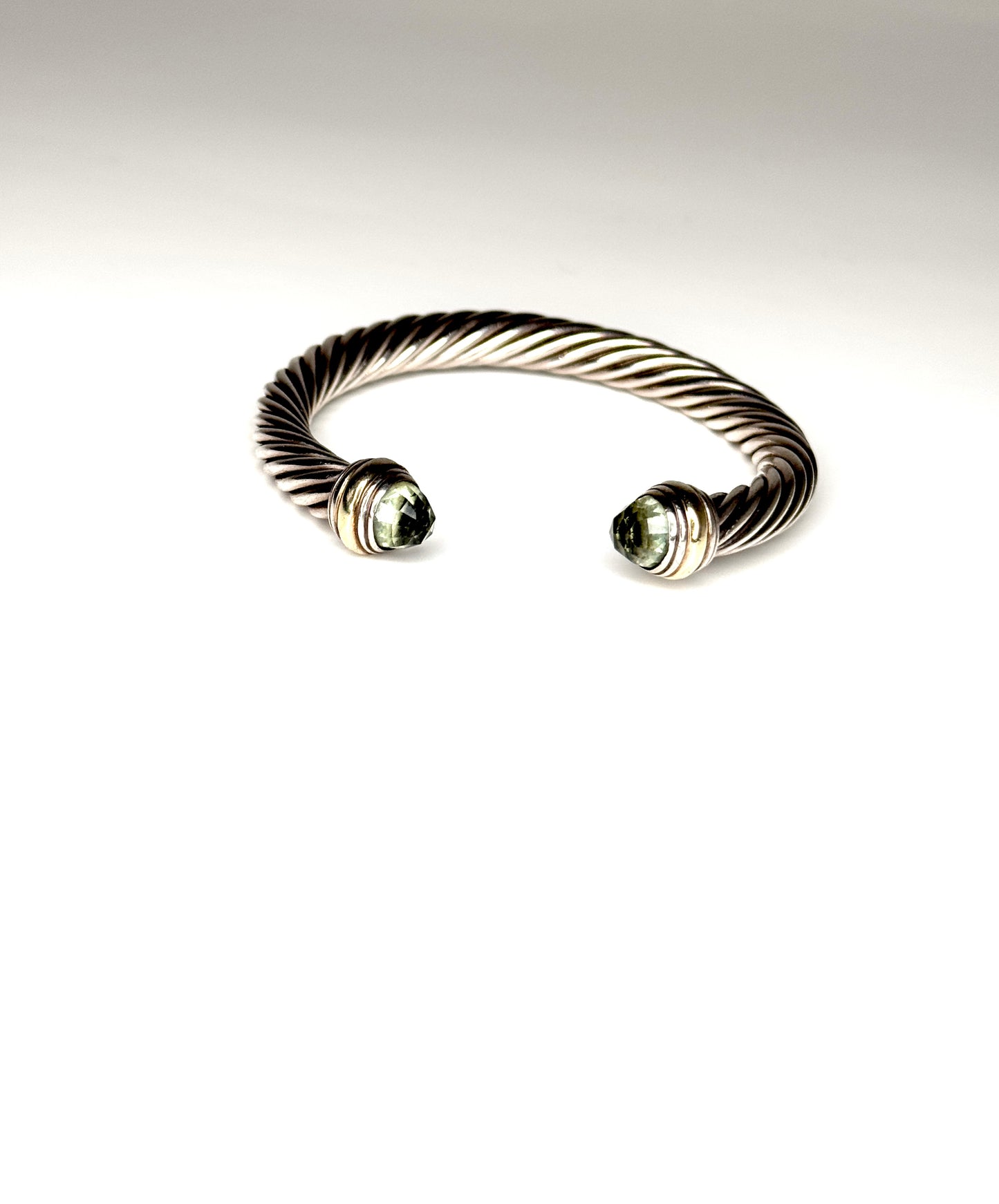 David Yurman Cable  Prasiolite Bracelet in Sterling Silver  & 14k Yellow Gold